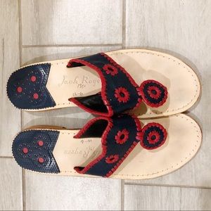 Jack Rodgers Flat Navy Blue and Red Sandals